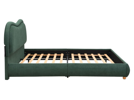 Upholstered Platform Bed Frame With Curved Headboard