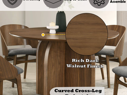 Delmon - Round Dining Table - Dark Walnut