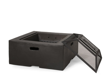 Outdoor Square Mgo Wood Burning Fire Pit - Dark Gray