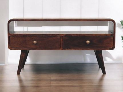 Solid Wood Curved Media Unit