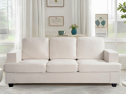 Modern Sofa, Comfortable 3 Seater Couch With Deep Seating, Loose Back Cushions, Wide Arms