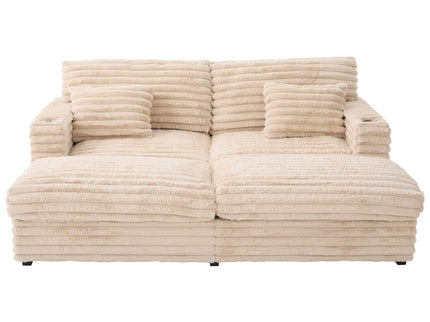 Oversized Double Chaise Lounge Sofa Bed With USB Ports And Cup Holders