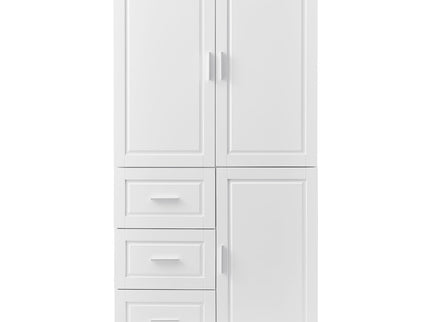 Tall Wide Storage Cabinet With Doors, 3 Drawers