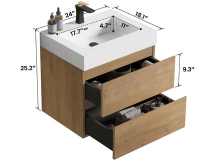 Alice - Bathroom Vanity With Sink, Large Storage Wall Mounted Floating Bathroom Vanity For Modern Bathroom