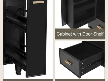 Bathroom Vanity With Sink, Deep Drawer And Pull Out Basket, Rectangular Design - Black