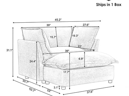 Modern Armchair Sofa With Movable Ottoman