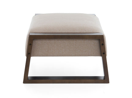 Sleek And Stylish Ottoman Polyester With Rubberwood Legs - Beige
