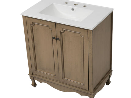 Vintage Double Sink Bathroom Vanity Set With Ceramic Sinks