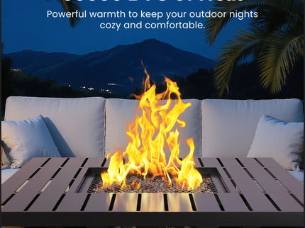 Outdoor 2 In 1 Propane Fire Pit Table With Dual Burners, Lava Rocks And Waterproof Cover - Black