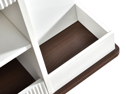 Adjustable End Table With Wheels, 360°Rotating Top And Storage Space