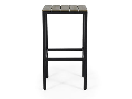 Outdoor Bar Stool With Slat Design And Metal Frame (Set of 2)