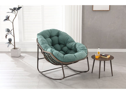 Indoor / Outdoor Oversized Wicker Egg Rocker Chair - Light Green