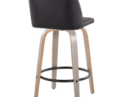 Toriano - Contemporary Fixed Height Counter Stool With Swivel & Round Footrest (Set of 2)