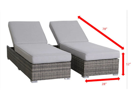 3 Piece Chaise Lounge Set With Adjustable Reclining - Gray Mix