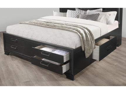 Civic - King Storage Bed With Bookcase Headboard And Built In Lighting - Gray