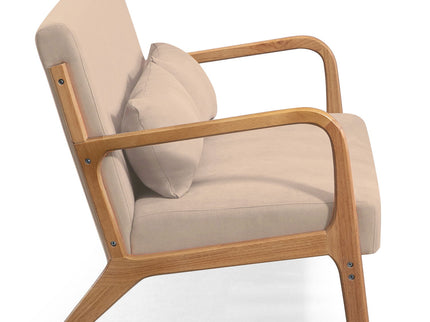 Leisure Chair With Solid Wood Armrest And Feet, Mid-Century Modern Accent Sofa, 2 Seat