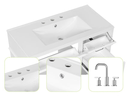 Modern Bathroom Vanity With Sink Top, Flip Drawer Design
