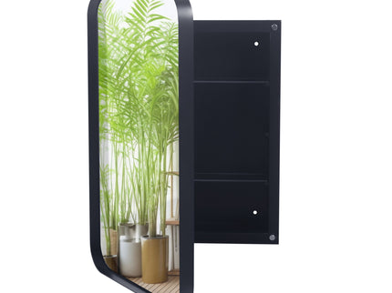 Recessed Metal Framed Medicine Cabinet With Mirror And Adjustable Shelves Wall Mirror With Storage For Bathroom