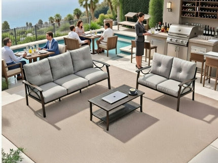 Patio Furniture Set With Coffee Table And Cushions For Backyard
