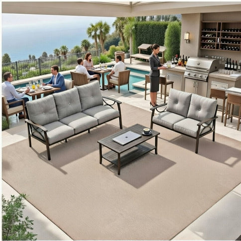 Patio Furniture Set With Coffee Table And Cushions For Backyard