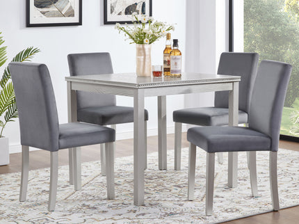 5 Pieces Wooden Dining Table Set, Square Table And 4 Upholstered Chairs