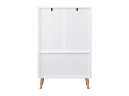 Toy Storage Cabinet With Doors And Open Shelf, Toddler Bookshelf For Playroom - White