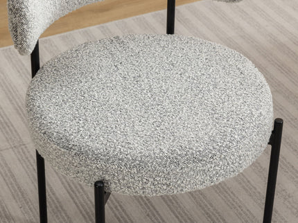 Burbank - Modern Round Boucle Dining Chairs (Set of 2) - Black / White