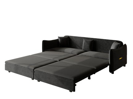 King Pull Out Sofa Bed, 3-In-1 Convertible Bed With 3 Pillows