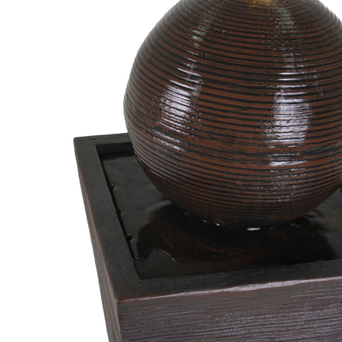 35.5" Tall Column Fountain With LED Lights, Retro Outdoor Decor, Weather Resistant Feature - Dark Brown