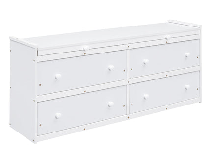 Loft Bed With Retractable Writing Desk And 4 Drawers, With Lateral Portable Desk And Shelves