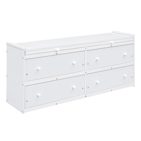 Loft Bed With Retractable Writing Desk And 4 Drawers, With Lateral Portable Desk And Shelves