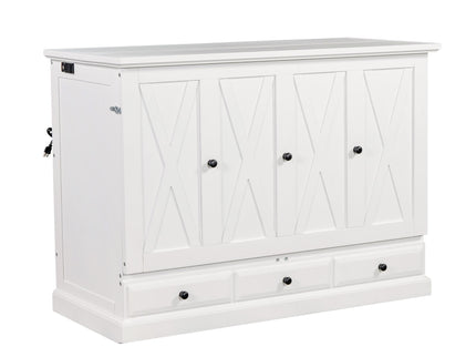 Solid Pine Murphy Bed Chest Cube Cabinet Bed With Charging Station And Large Storage Drawer For Home Office Or Small Room