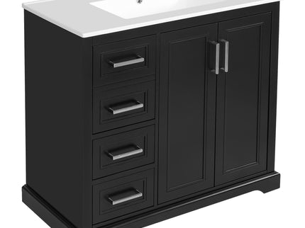 Bathroom Vanity With Sink, Soft Close Doors, Adjustable Shelf & 3 Drawers