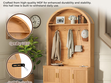 Arched Top Hall Tree With 5 Hooks