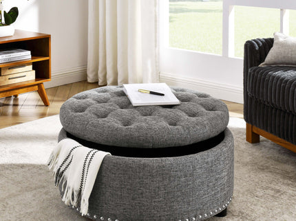 Tufted Storage Ottoman With Upholstery