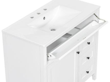 Bathroom Vanity With Sink, Cabinet With 3 Drawers And Adjustable Shelf