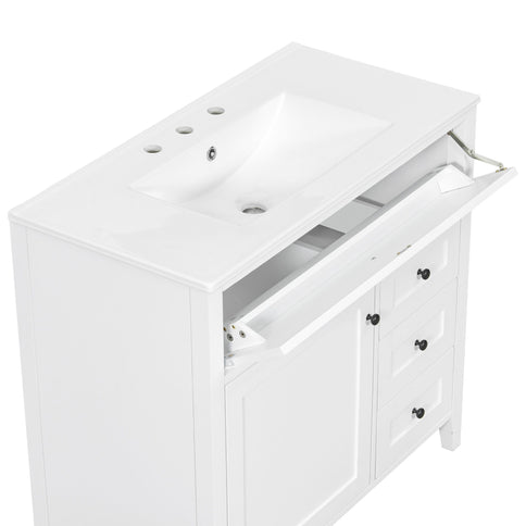 Bathroom Vanity With Sink, Cabinet With 3 Drawers And Adjustable Shelf