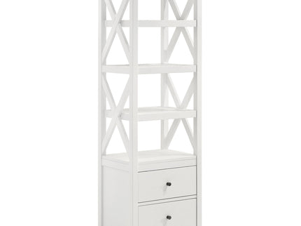 Delaney - 4 Shelf Bookcase With Top Storage Tower - White