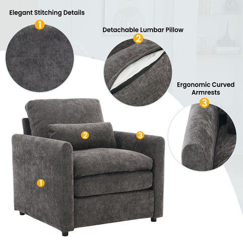 Cozy Upholstered Cushion Armchair For Living Room