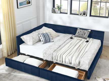 Upholstered Bed Frame With Tufted Backrest And Armrests