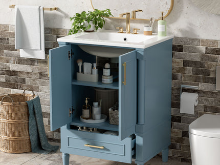 Bathroom Vanity With Ornate French Cylinder Legs, Soft Close Drawer