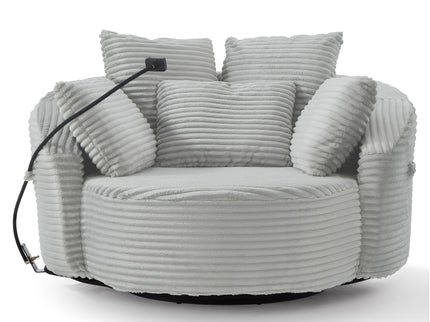 Swivel Accent Barrel Chair With Adjustable Phone Holder, 5 Pillows For Living Room