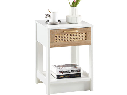 15.75" Rattan End Table With Drawer, Modern Nightstand, Side Table For Living Room, Bedroom