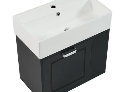 Modern Wall Mounted Bathroom Vanity With Sink, Soft Close Drawer, Adjustable Shelf, Toilet Paper Holder