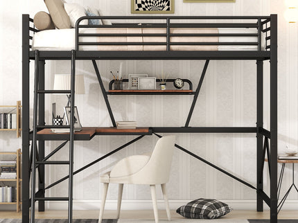 Loft Bed With Desk And Shelf, Modern Design