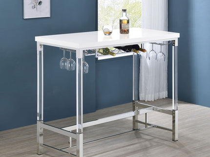 Tonneson - Bar Table With Trestle Base And Wine Storage - White