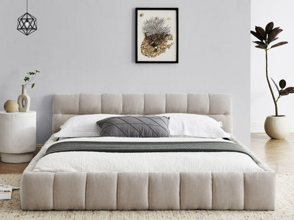 Modern Platform Bed Frame With Thick Fabric