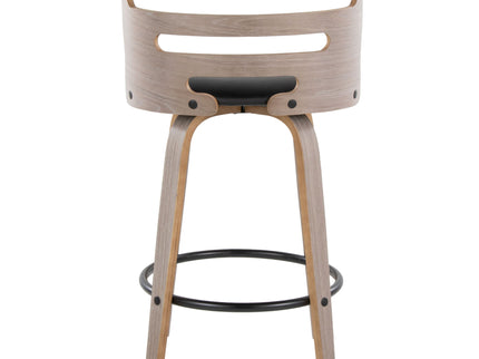 Cosini - Mid Century Modern Fixed Height Barstool With Swivel And Round Footrest (Set of 2)