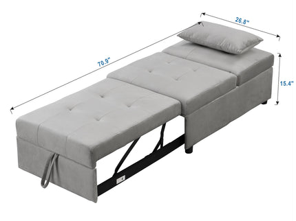 Folding Ottoman Sofa Bed - Gray Fabric