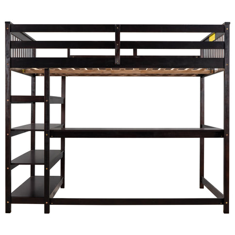 Loft Bed With Storage Shelves And Under Bed Desk